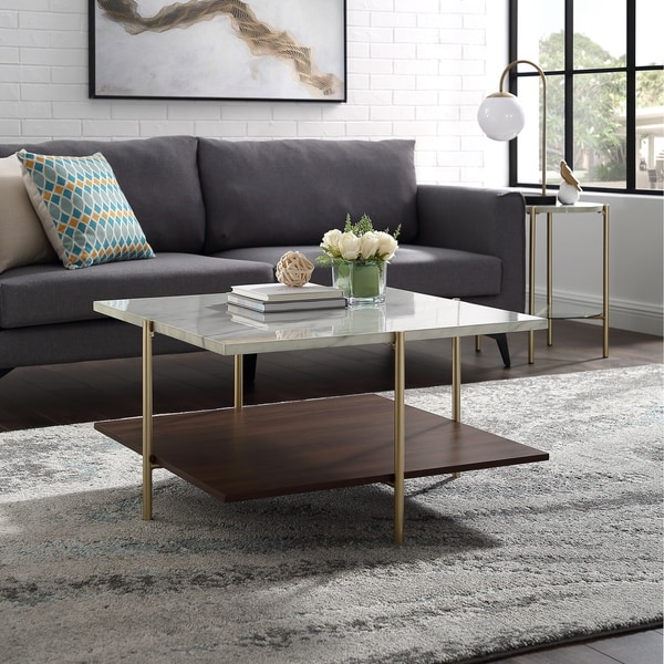 32 Square Faux Marble Coffee Table X 17h On 32 Square Faux Marble Coffee Table X
