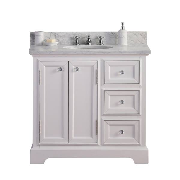 36 Inch Wide Pure White Single Sink Carrara Marble Bathroom Single Sink Carrara Marble Bathroom