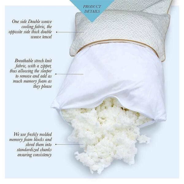 Shop Shredded Memory Foam Pillow With Reversible Cover Free