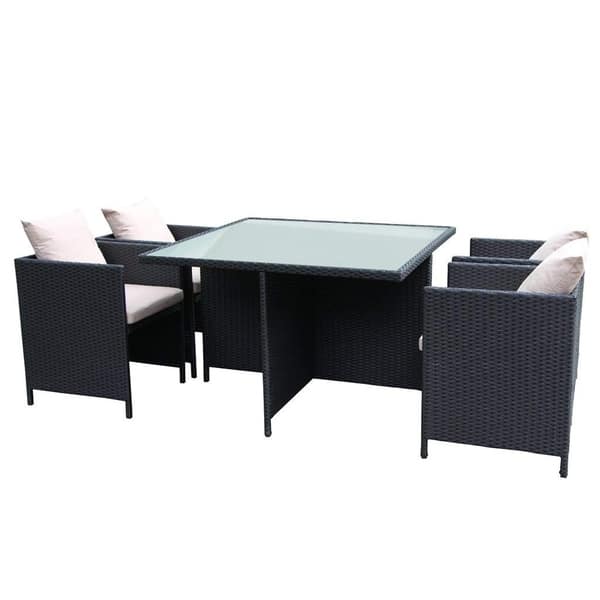 The Home Patio Furniture Outside Garden Rattan Dining Set With 5PCS