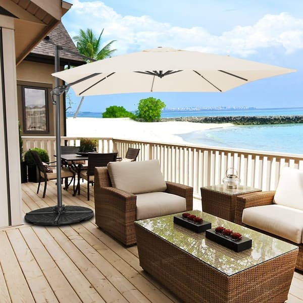 Shop Black Friday Deals On 10 Ft Patio Umbrella Offset Outdoor Umbrella 8 Ribs Polyester Cantilever Hanging Umbrella 360 Degree Rotation Off White Overstock 22516230