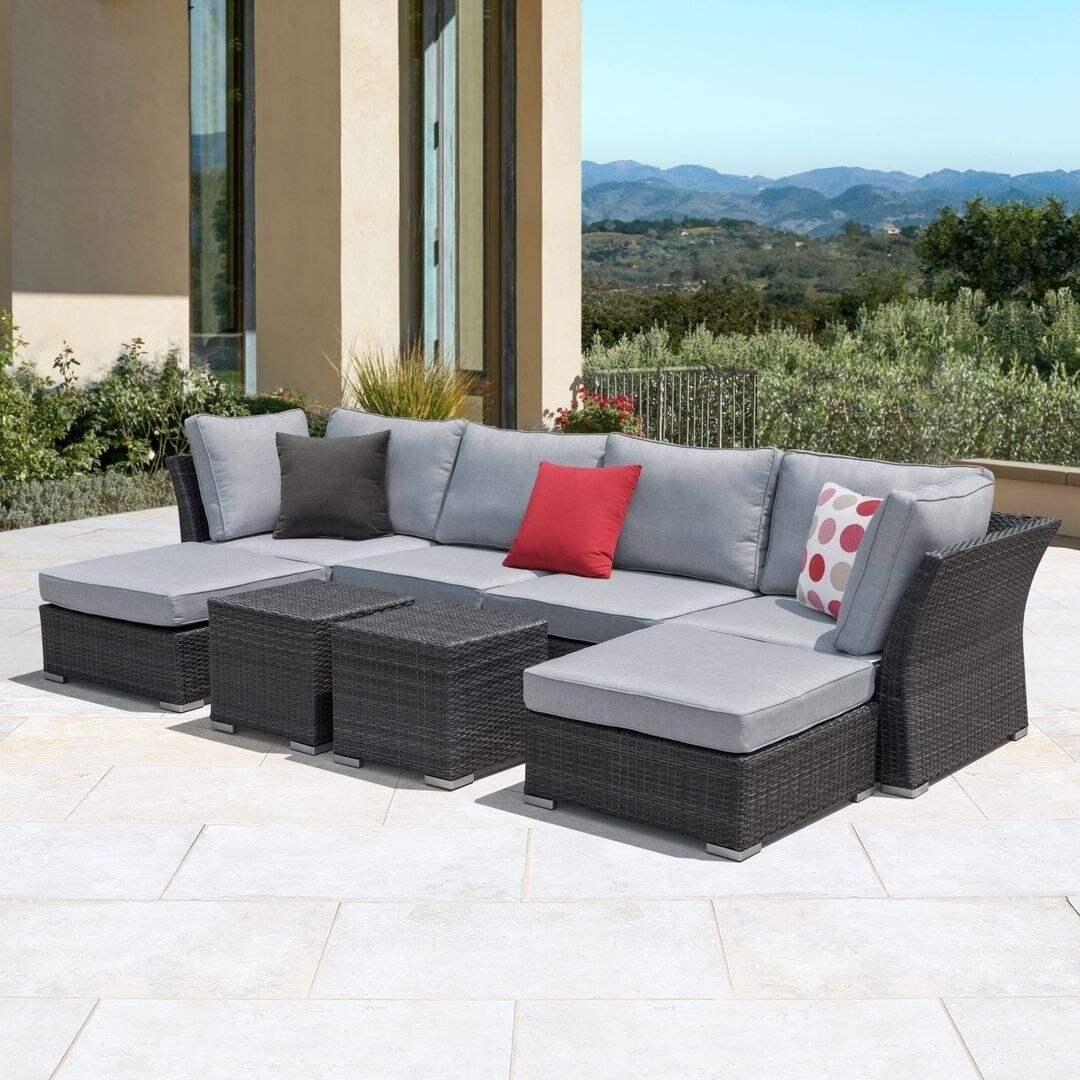 Shop Corvus 8 Piece Dark Grey Wicker Aluminum Outdoor Patio