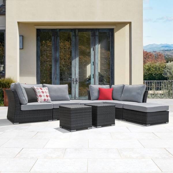 Shop Corvus 8 Piece Dark Grey Wicker Aluminum Outdoor Patio