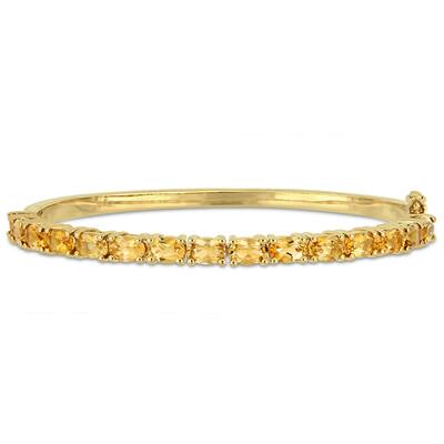 Miadora Yellow Plated Sterling Silver 6 3/4ct TGW Citrine Semi-Eternity Bangle
