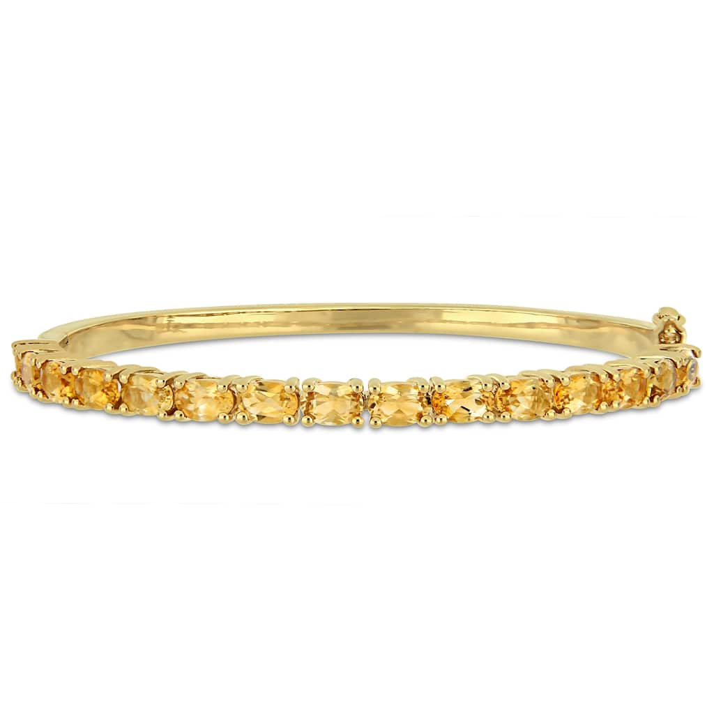 Miadora Yellow Plated Sterling Silver 6 3/4ct TGW Citrine Semi-Eternity Bangle
