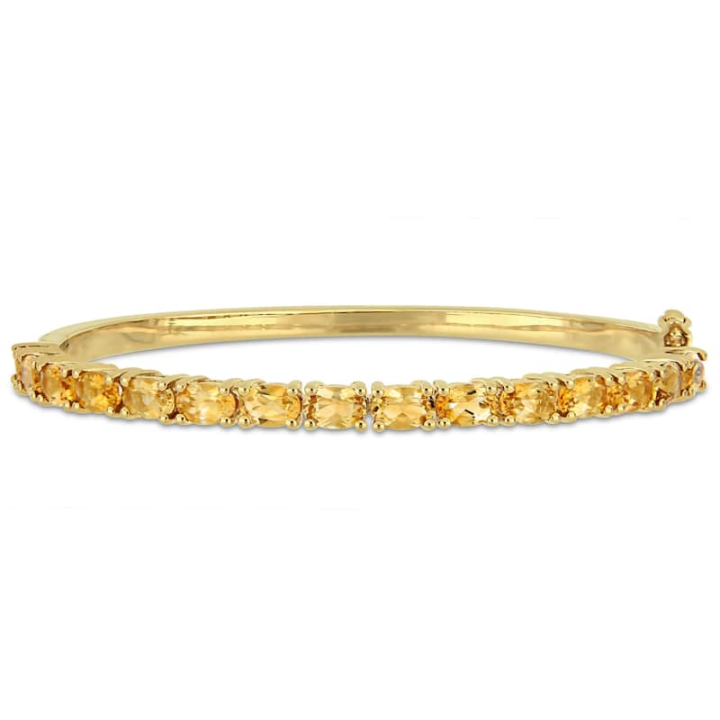 Miadora Yellow Plated Sterling Silver 6 3/4ct TGW Citrine Semi-Eternity Bangle - Yellow - Citrine - Yellow - Yellow - 7 Inch