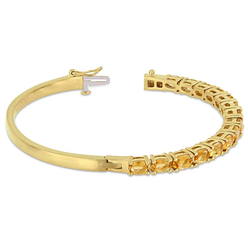 Miadora Yellow Plated Sterling Silver 6 3/4ct TGW Citrine Semi-Eternity Bangle
