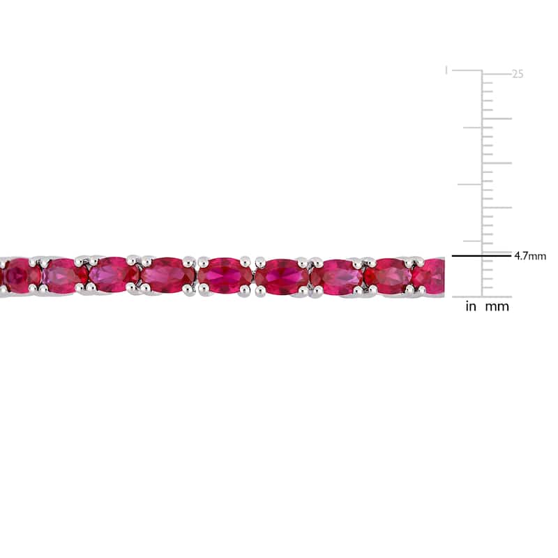 Miadora Sterling Silver 11 1/4ct TGW Created Ruby Semi-Eternity Bangle