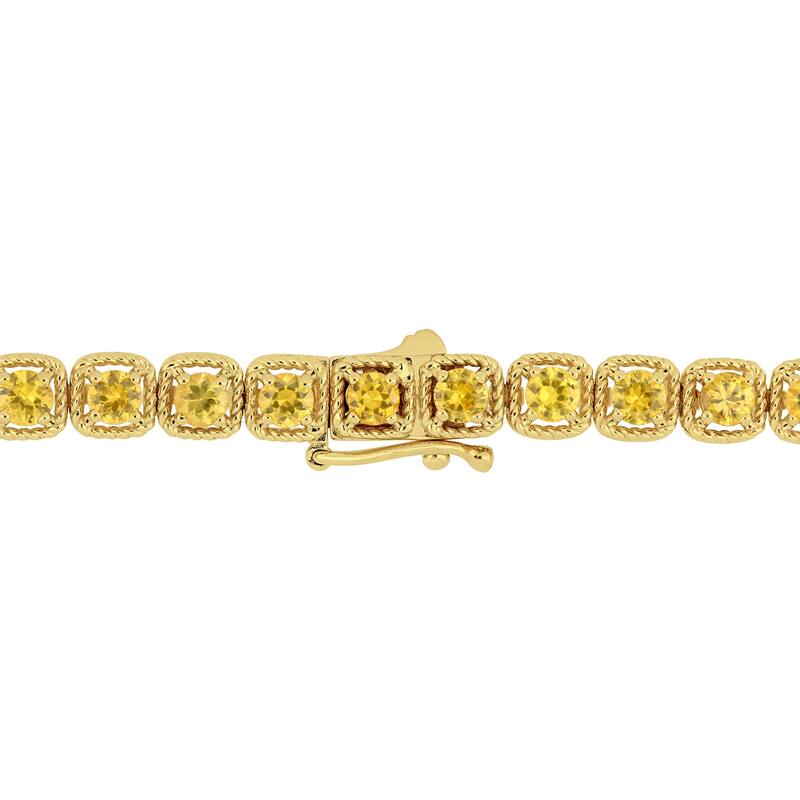 Miadora 14k Yellow Gold Yellow Sapphire Linked Halo Tennis Bracelet