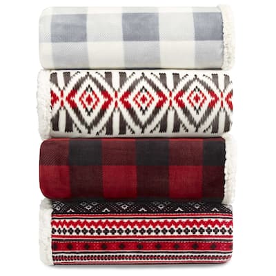 Eddie Bauer Plush Plaid Sherpa Blanket