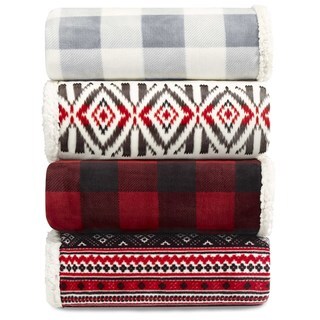 Eddie Bauer Plush Plaid Sherpa Blanket