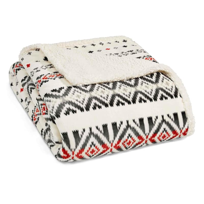 Eddie Bauer Plush Plaid Sherpa Blanket