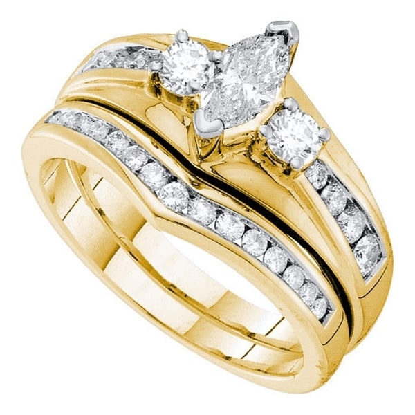 Shop 14kt Yellow Gold Womens Marquise Diamond Bridal