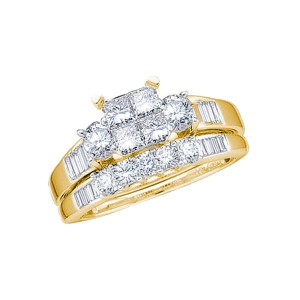 10kt Yellow Gold Womens Princess Diamond Bridal Weddding 10kt Yellow Gold Womens Princess Diamond Bridal Weddding Engagement Ring Band Set 1 00 Cttw