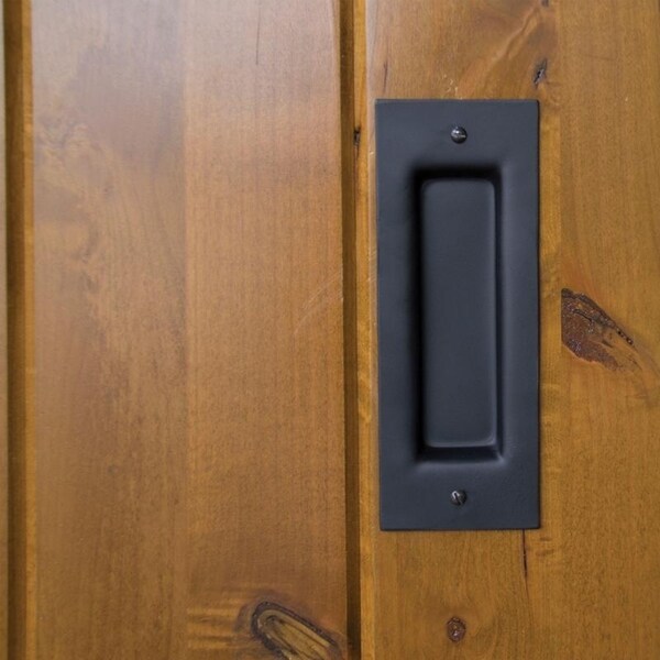  Flush pull finger pull handle with distressed pitted look black  Barn Door Pull Handles Black