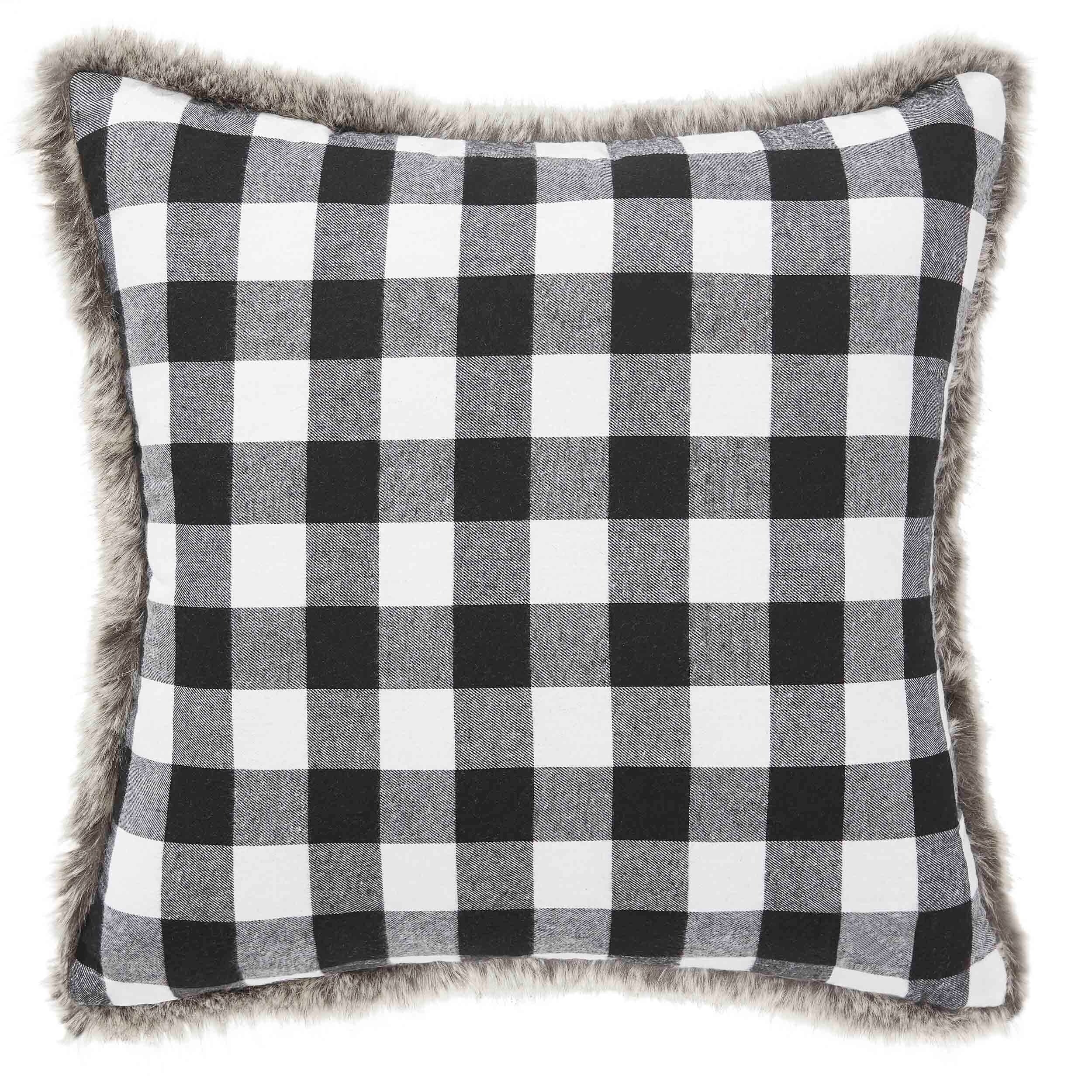 Shop Eddie Bauer Cabin Plaid Fur Throw Pillow Free Shipping On