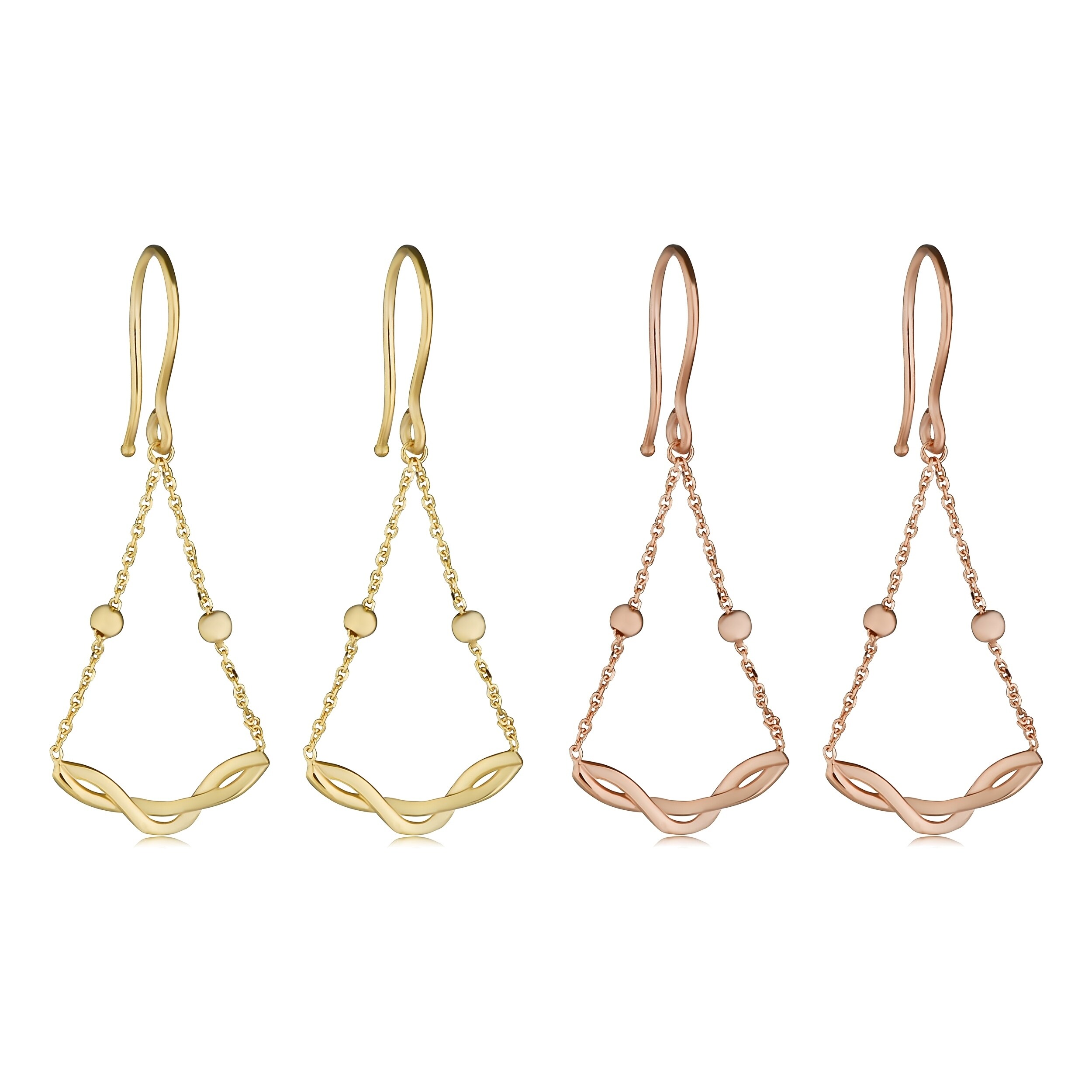 Fremada Italian 14k Yellow Gold Or Rose Twist Dangle Earrings 1 4 Fremada Italian 14k Yellow Gold Or Rose Twist Dangle Earrings 1 4