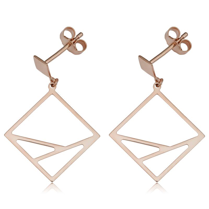 Fremada Italian 14k Yellow Gold or Rose Gold Geometric Dangle Earrings, 1"