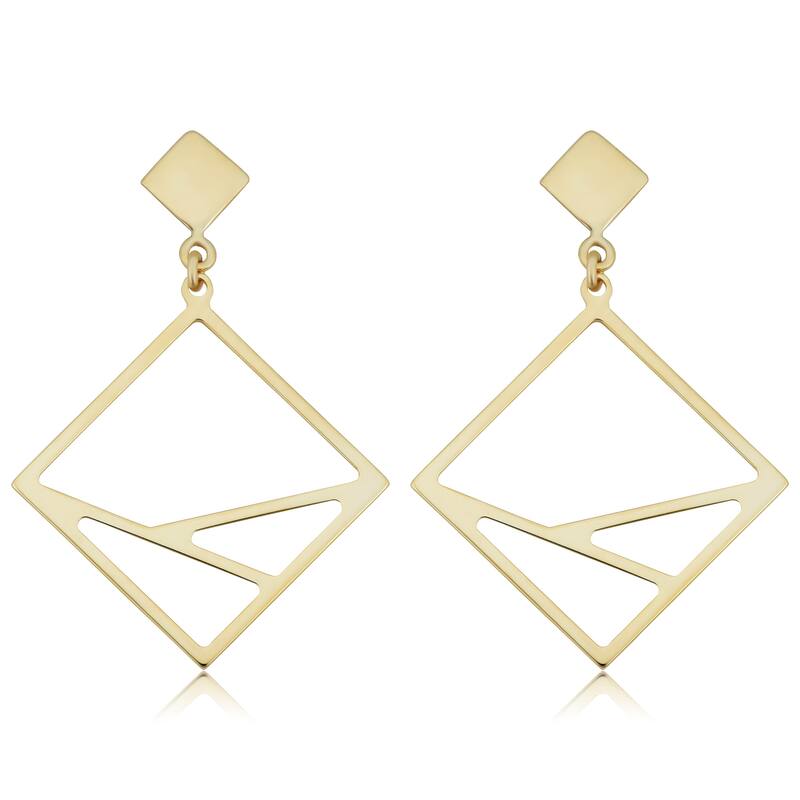 Fremada Italian 14k Yellow Gold or Rose Gold Geometric Dangle Earrings, 1" - Yellow