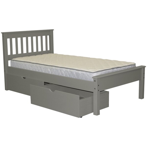 Shop Bedz King Grey Wood Mission Style Twin Size Storage Bed Frame
