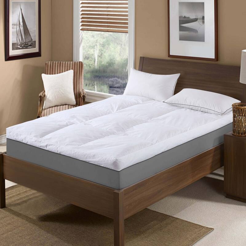 St. James Home Baffle Box 233 Thread Count Cotton Featherbed - White