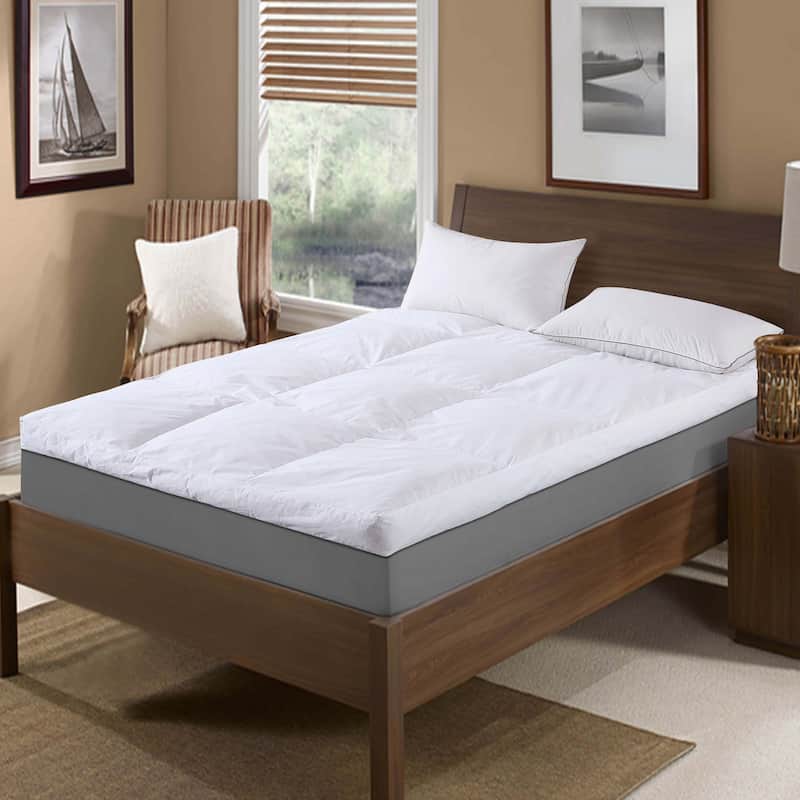 St. James Home Baffle Box 233 Thread Count Cotton Featherbed - White