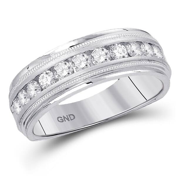 Shop 10k White Gold Mens Round Diamond Comfort Fit Wedding