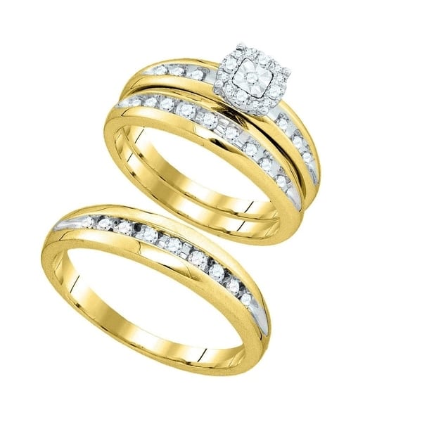 Shop 10k Yellow Gold Round Diamond Cluster Mens Womens Matching
