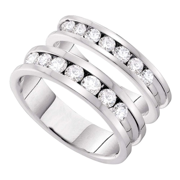 Shop 14kt White Gold His Hers Round Diamond Matching Bridal