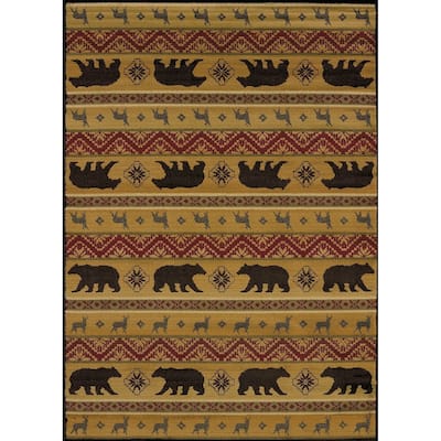 Harmony Bear and Deer Lodge Runner Rug (1'10 x 7'2) - 1'10 x 7'2