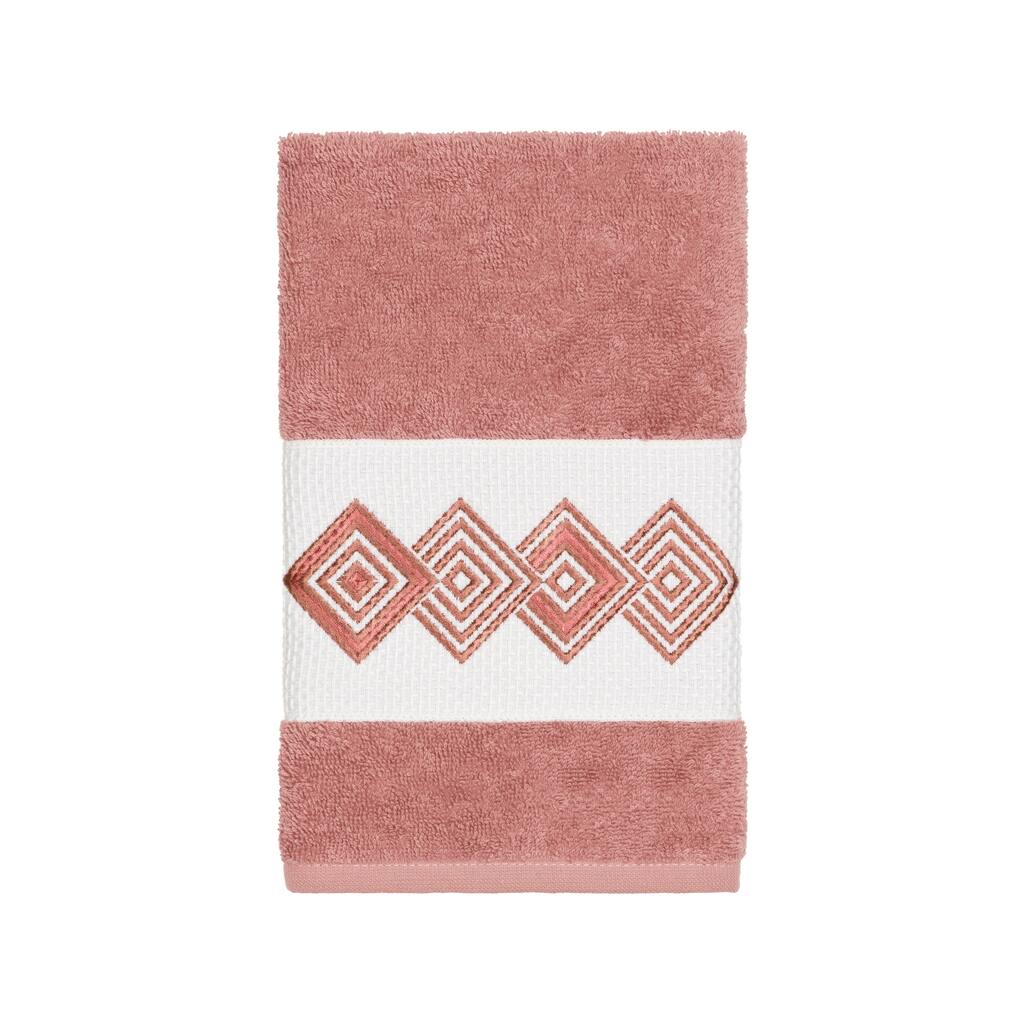 Authentic Hotel and Spa Turkish Cotton Diamonds Embroidered Tea Rose Hand Towel