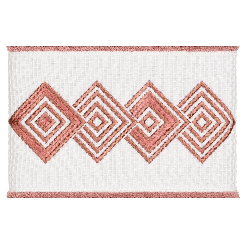 Authentic Hotel and Spa Turkish Cotton Diamonds Embroidered Tea Rose Hand Towel
