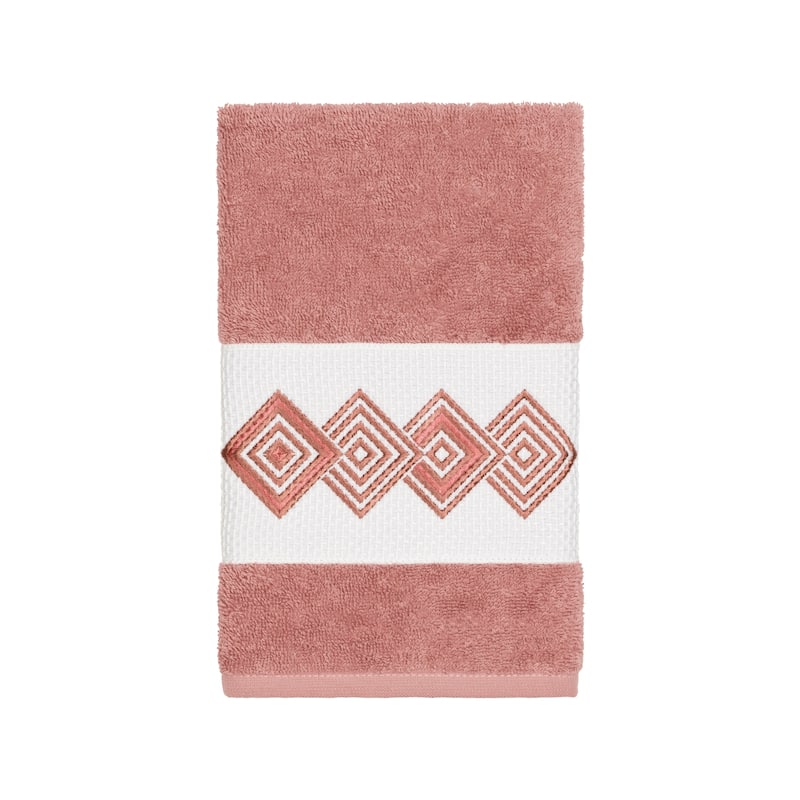 Authentic Hotel and Spa Turkish Cotton Diamonds Embroidered Tea Rose Hand Towel