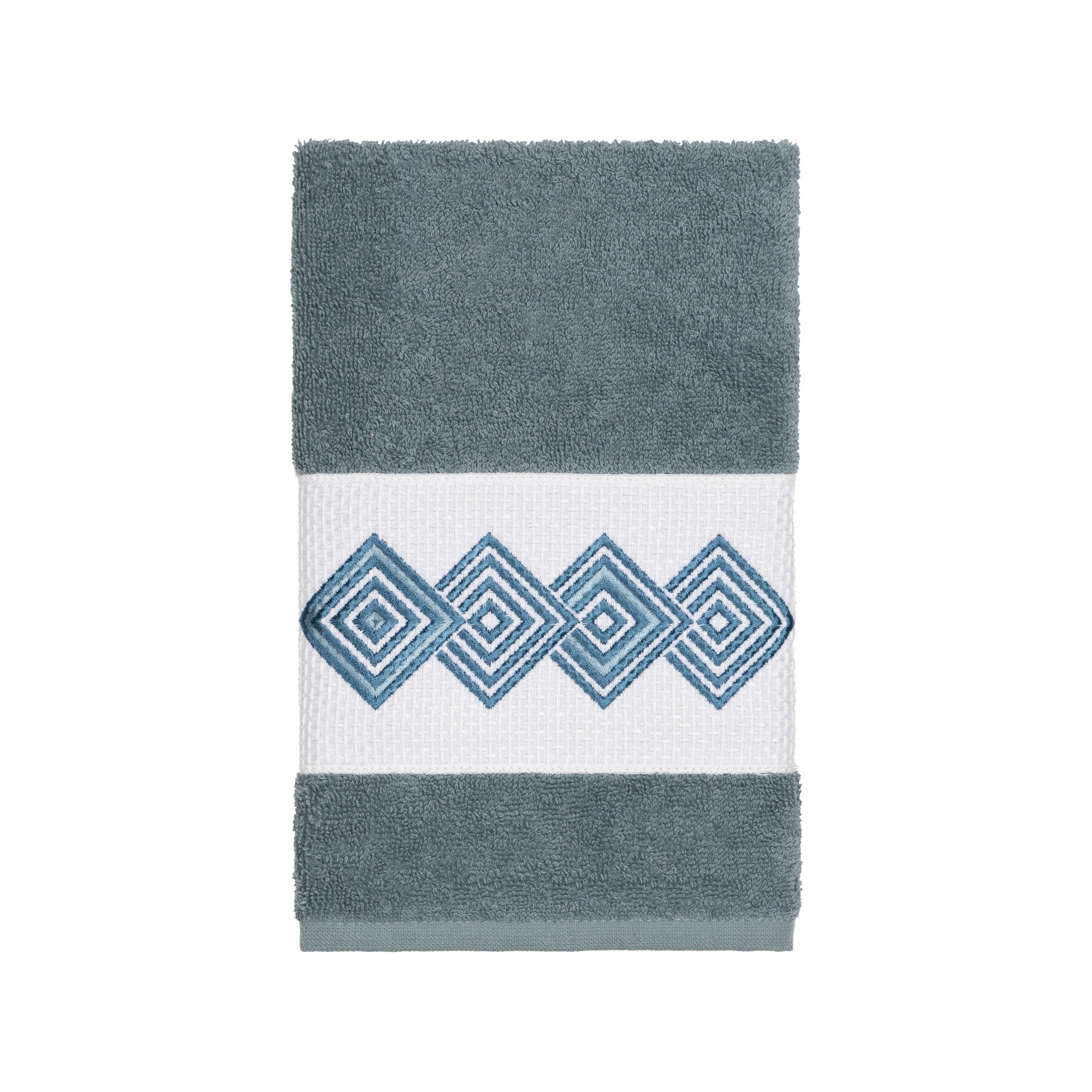 Embroidered Teal Blue Hand Towel 