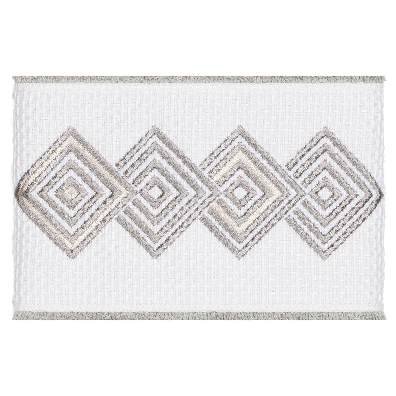 Authentic Hotel and Spa Turkish Cotton Diamonds Embroidered Light Grey 4-piece Towel Set
