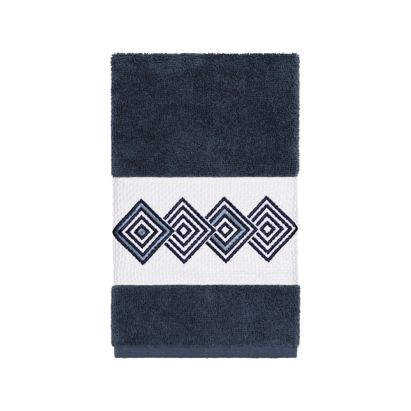 Authentic Hotel and Spa Turkish Cotton Diamonds Embroidered Midnight Blue 3-piece Towel Set