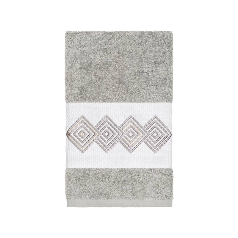Authentic Hotel and Spa Turkish Cotton Diamonds Embroidered Light Grey 3-piece Towel Set