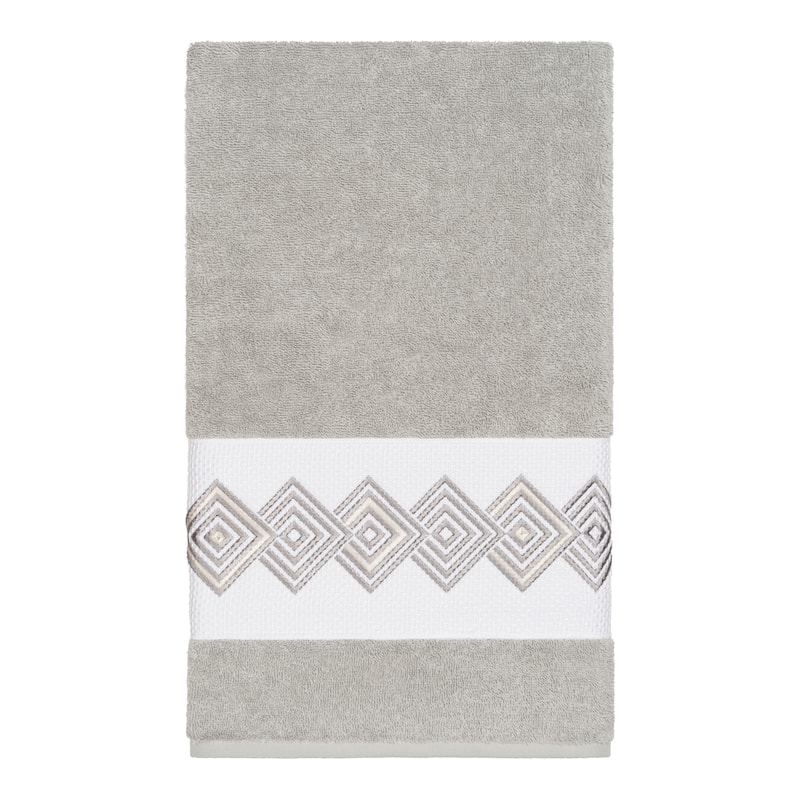 Authentic Hotel and Spa Turkish Cotton Diamonds Embroidered Light Grey 3-piece Towel Set