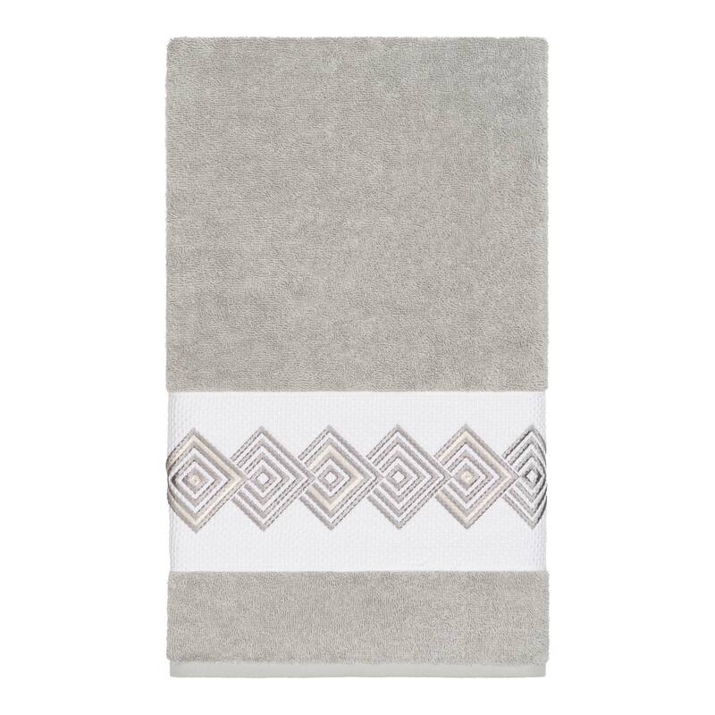 Authentic Hotel and Spa Turkish Cotton Diamonds Embroidered Light Grey 8-piece Towel Set