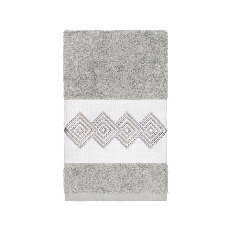 Authentic Hotel and Spa Turkish Cotton Diamonds Embroidered Light Grey 8-piece Towel Set