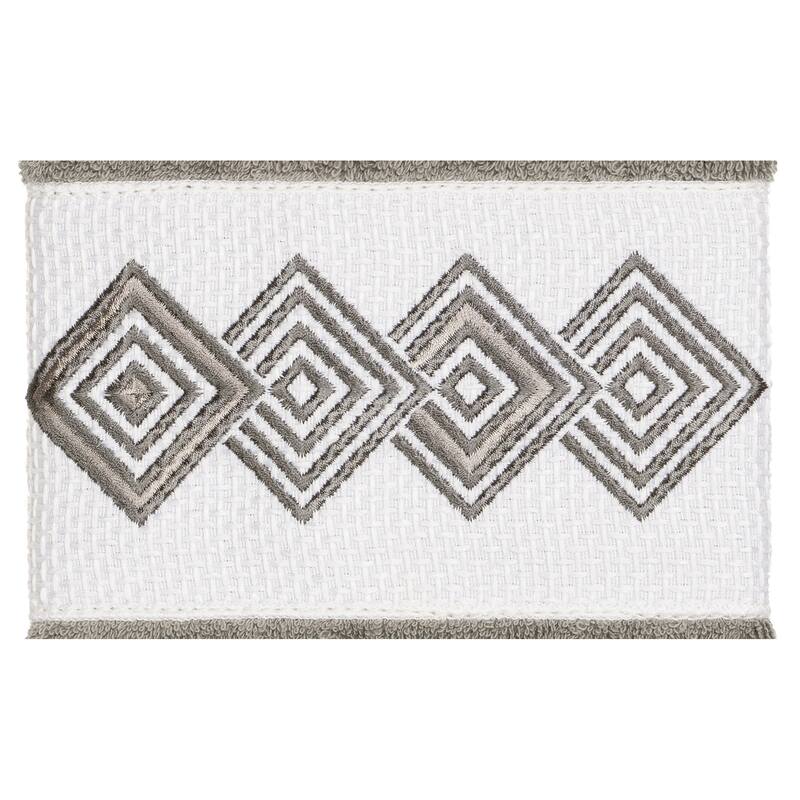 Authentic Hotel and Spa Turkish Cotton Diamonds Embroidered Dark Grey 4-piece Hand Towel Set