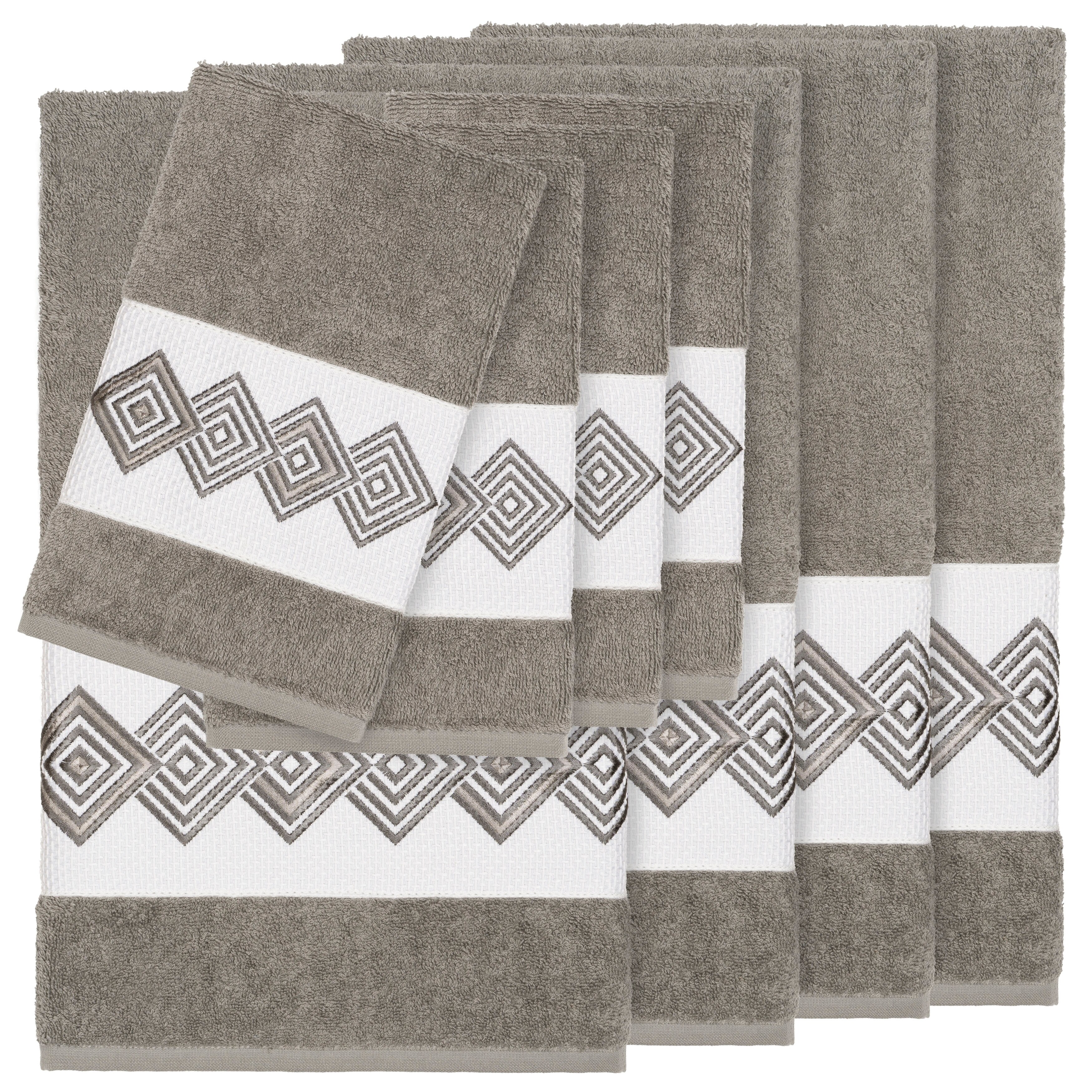 Authentic Hotel and Spa Turkish Cotton Nautical Embroidered White 8-piece  Towel Set - Bed Bath & Beyond - 22355528