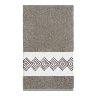 Authentic Hotel and Spa Turkish Cotton Diamonds Embroidered Dark Grey Bath Towel