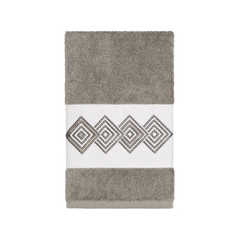 Authentic Hotel and Spa Turkish Cotton Diamonds Embroidered Dark Grey Hand Towel
