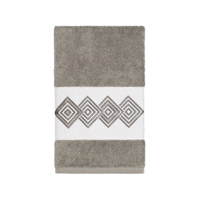 Authentic Hotel and Spa Turkish Cotton Diamonds Embroidered Dark Grey Hand Towel