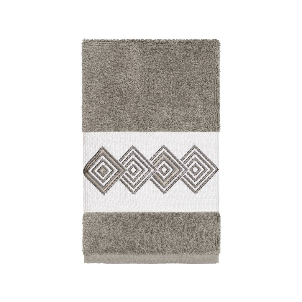 Authentic Hotel and Spa Turkish Cotton Diamonds Embroidered Dark Grey Hand Towel