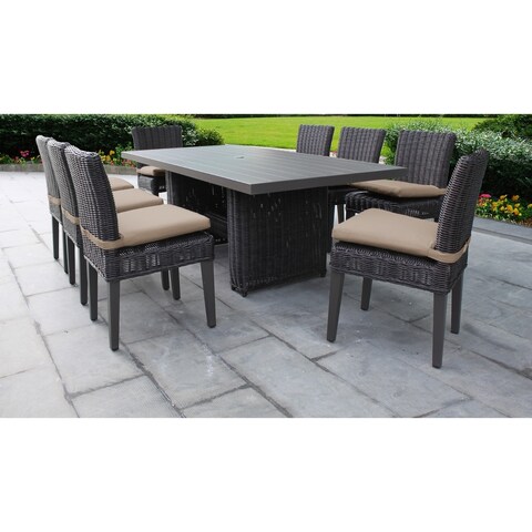 Venice Rectangular Outdoor Patio Dining Table with 8 Armless Chairs
