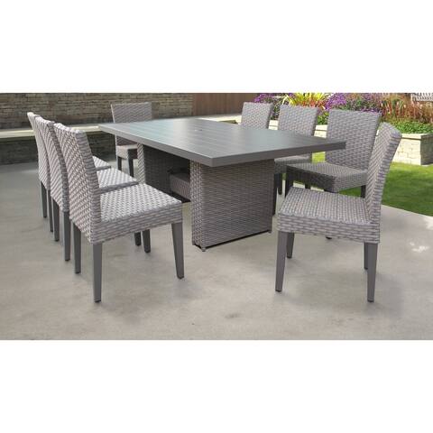 Monterey Rectangular Outdoor Patio Dining Table with 8 Armless Chairs