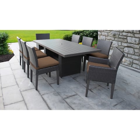 Brown Tk Clics Patio Furniture Find Great Outdoor Seating Barbados Rectangular Outdoor Patio Dining Table With 6 Armless Chairs And 2 W Arms