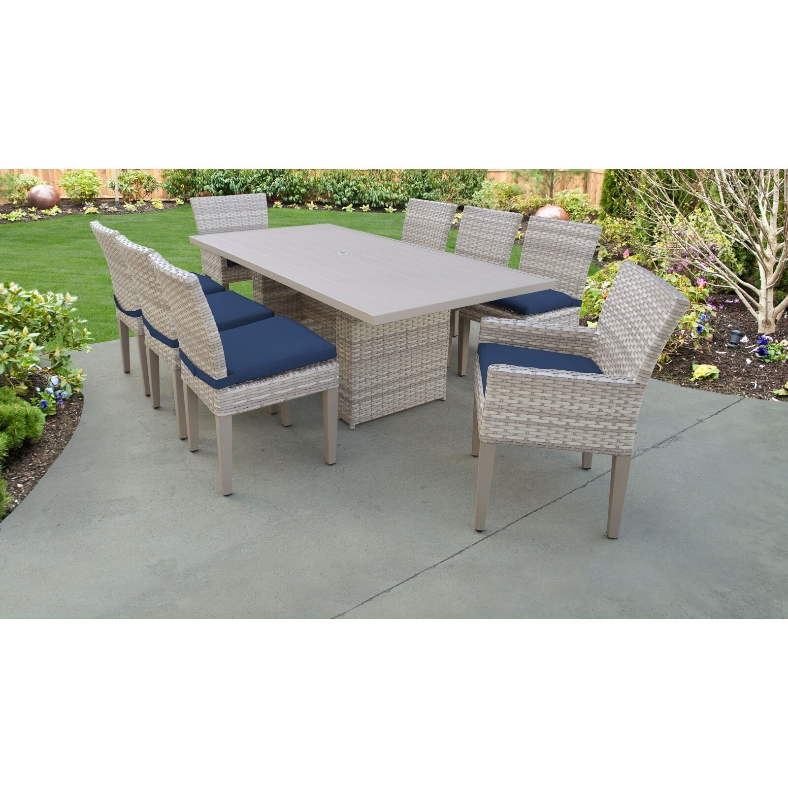 fairmont rectangular outdoor patio dining table with 6 armless chairs